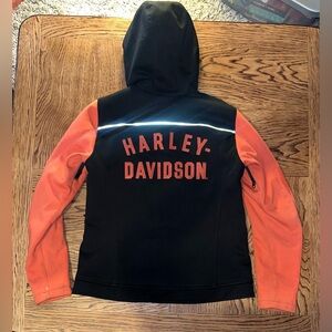Harley-Davidson Black and Orange Bomber Jacket Women’s size Medium
